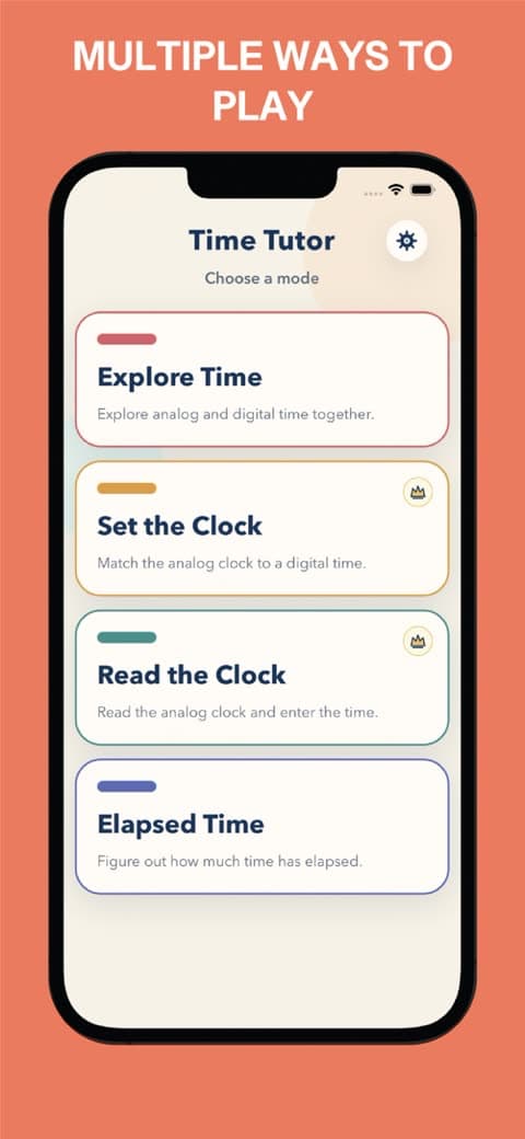 Choose a mode: Explore Time, Set the Clock, Read the Clock, Elapsed Time